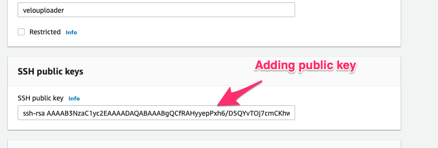 Adding a new SFTP user’s public keys