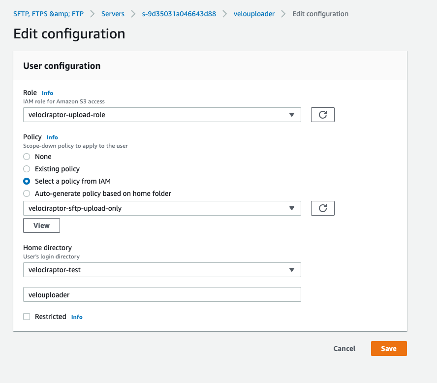 Adding a new SFTP user