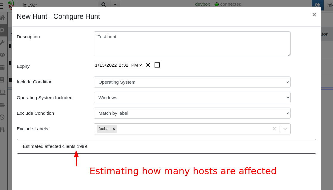 Estimating hunt scope