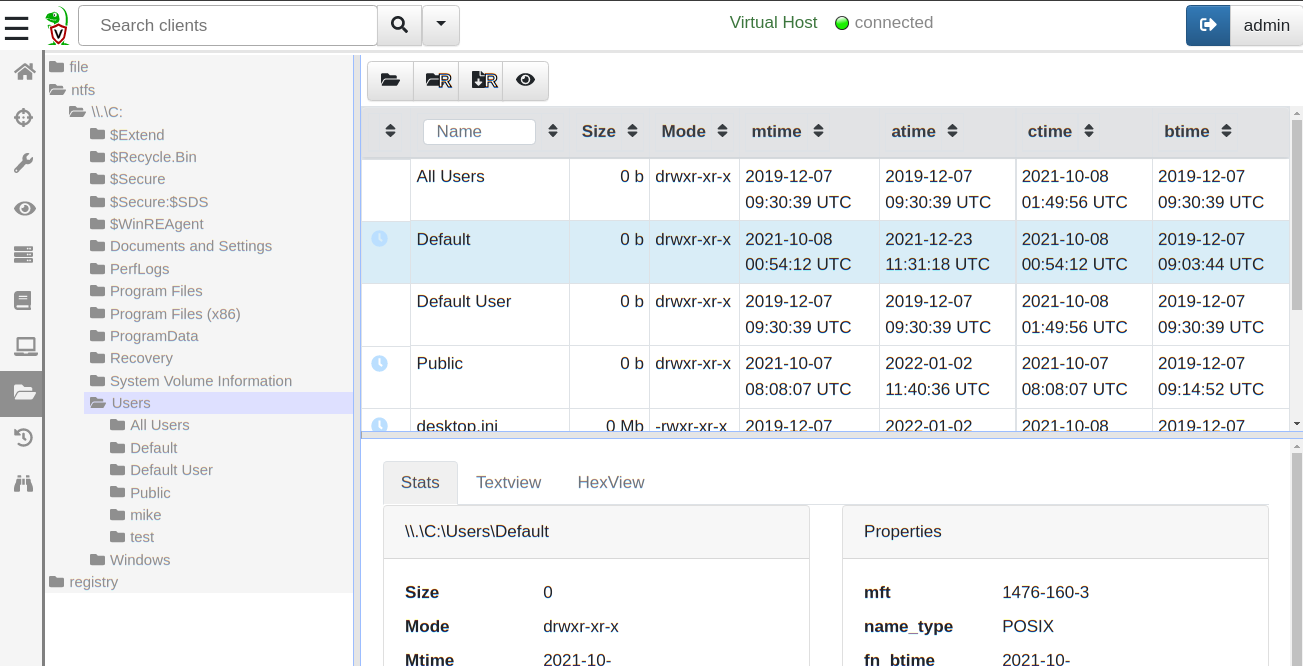 Browsing the VFS with the remapped ntfs accessor