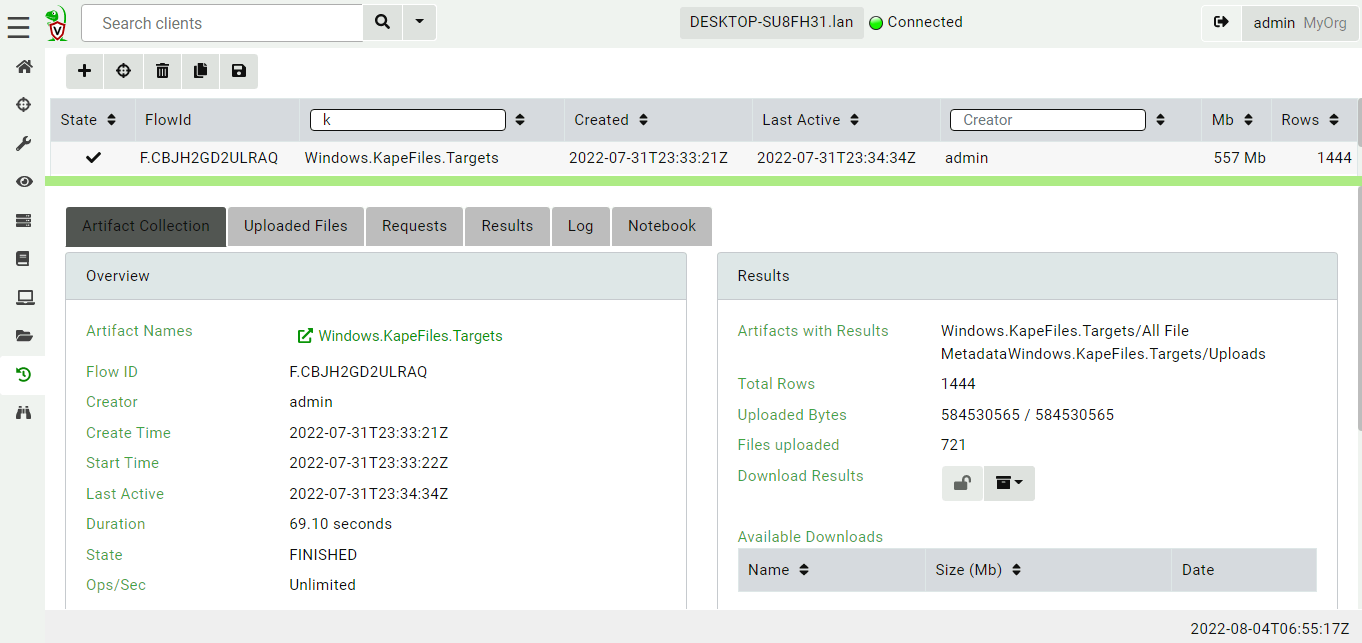 Collecting KapeFiles results