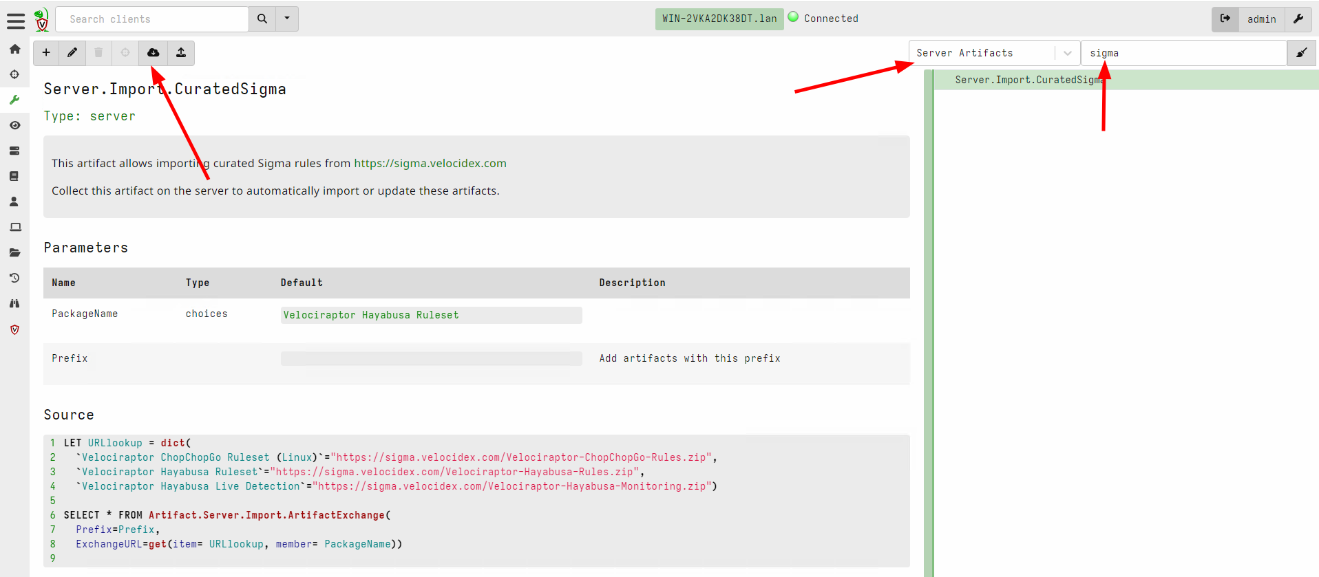 Importing the Sigma artifacts