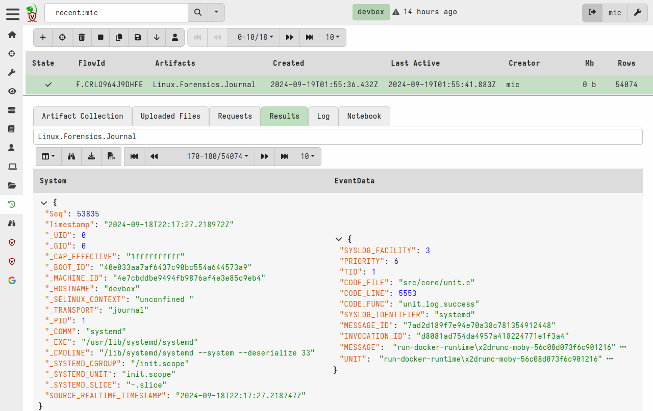 Journald parser