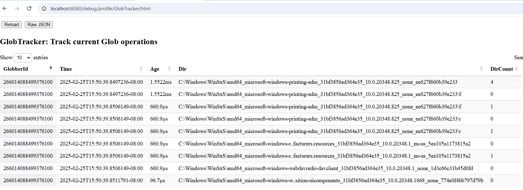 Seeing the last few files visited by the glob plugin above