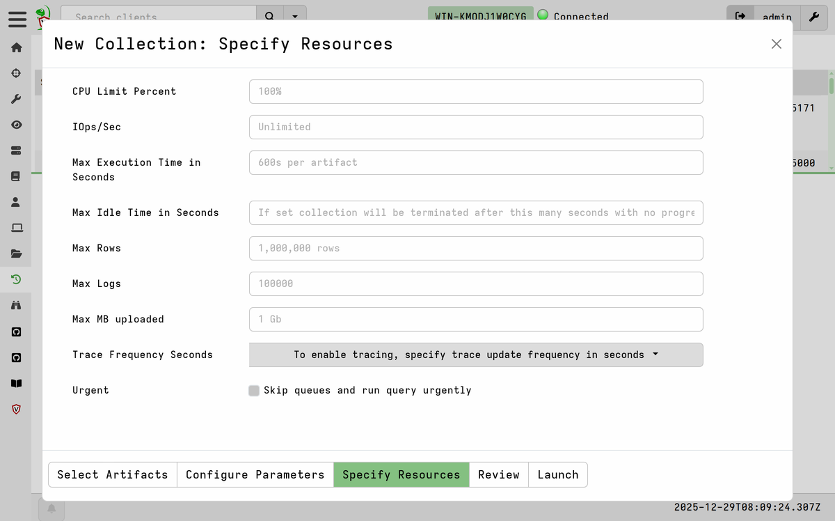 Artifact Resource usage