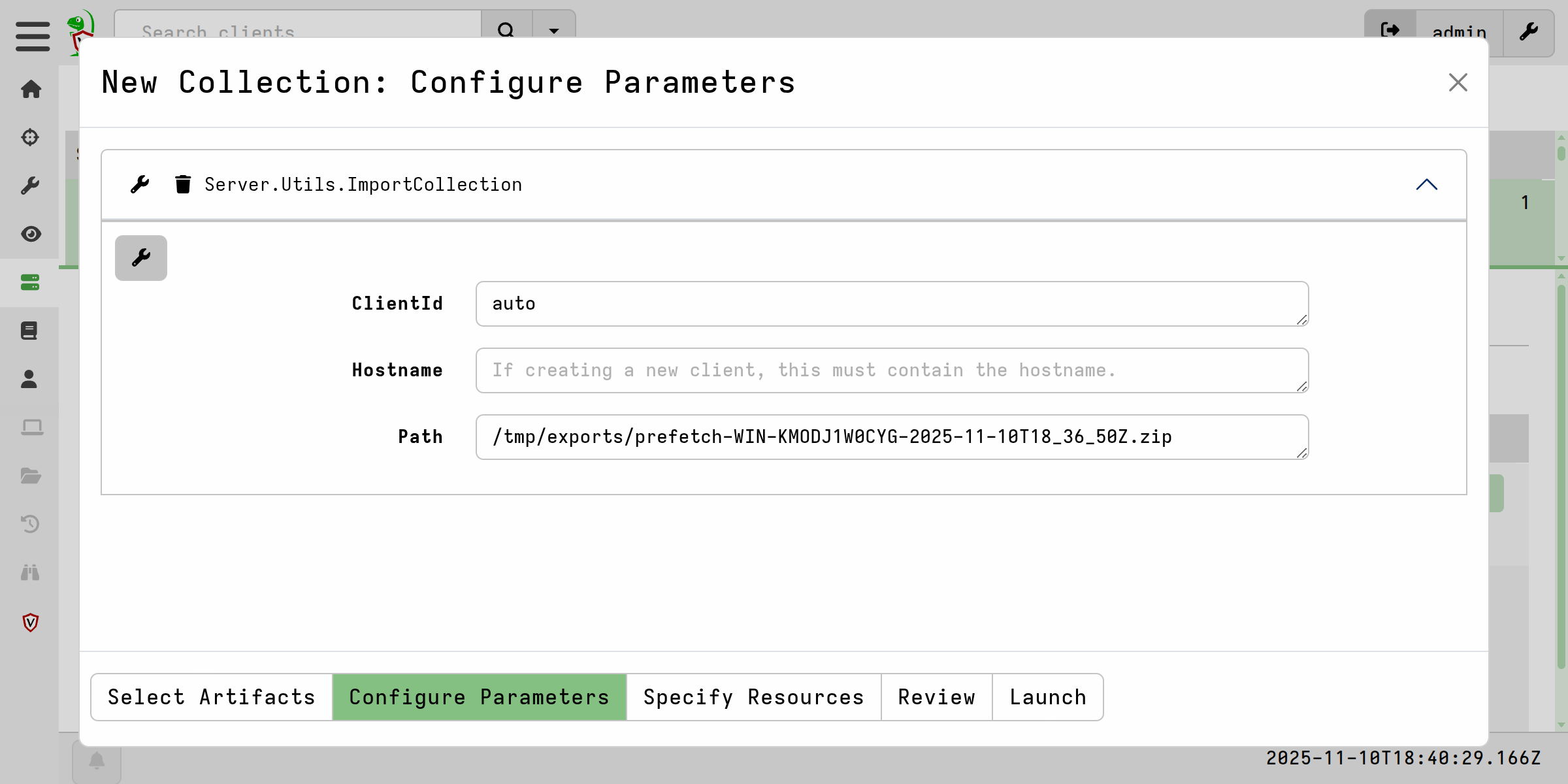 Importing a collection container zip