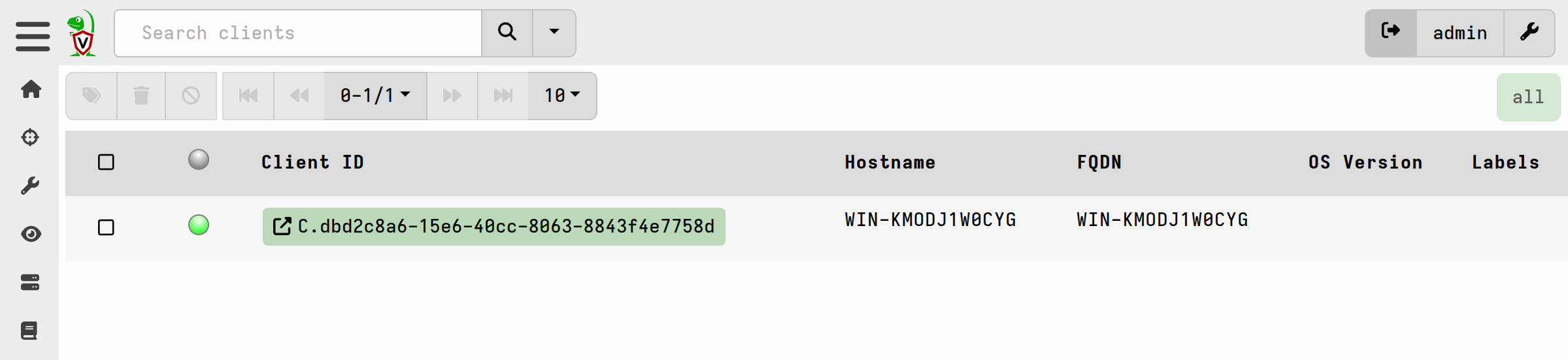 New virtual client is created
