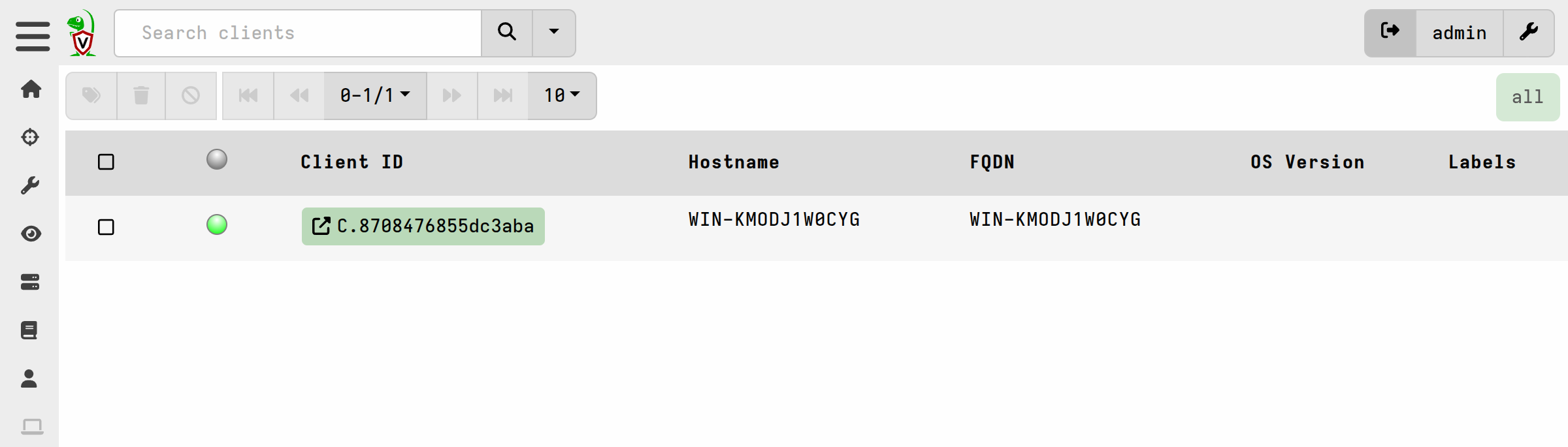Virtual client in the clients list
