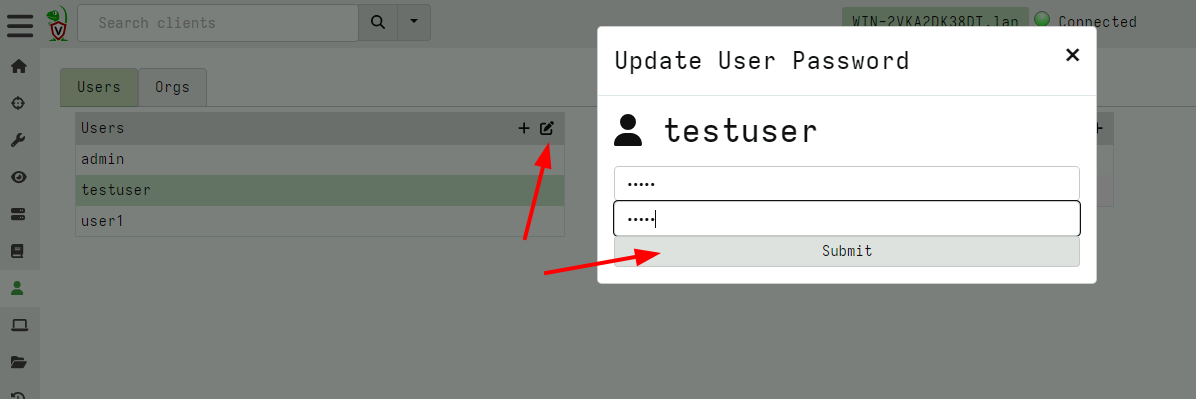 Updating another user’s password