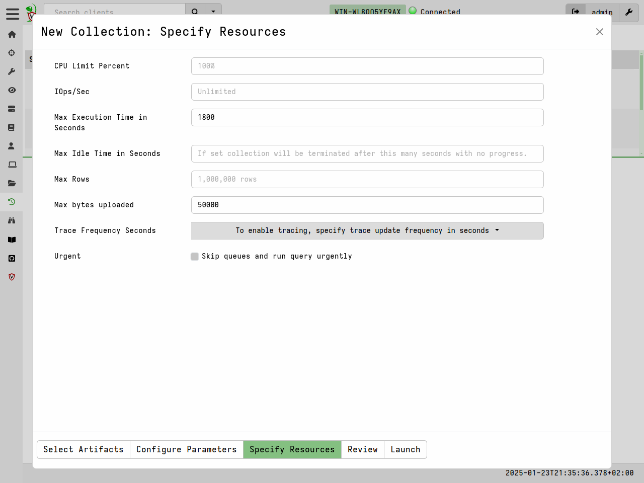 Specifying a maximum upload limit