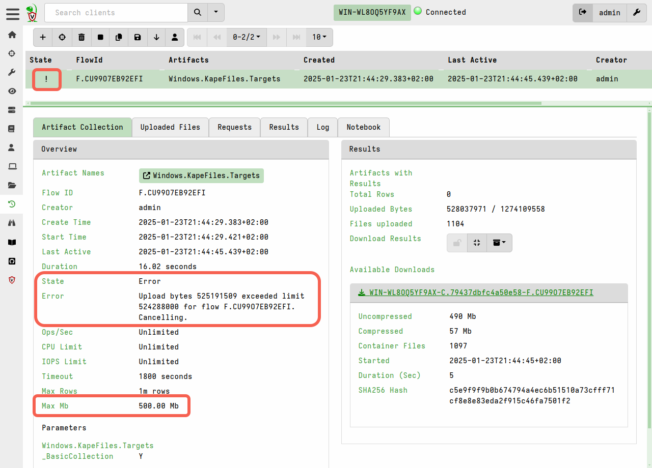 Collections are automatically cancelled when they exceed a limit