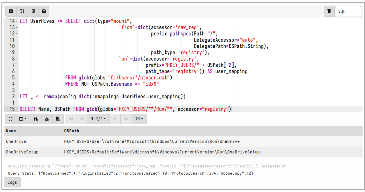 Raw Registry Run keys