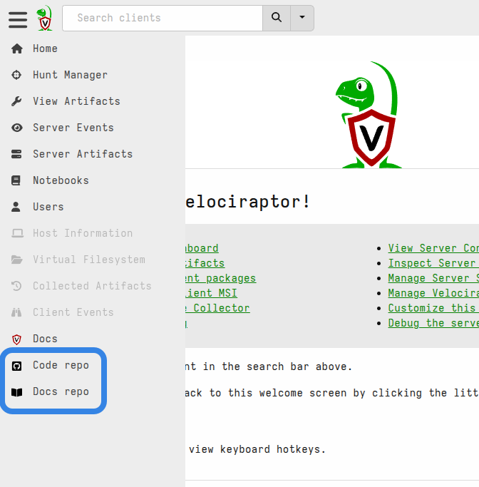 Custom sidebar links