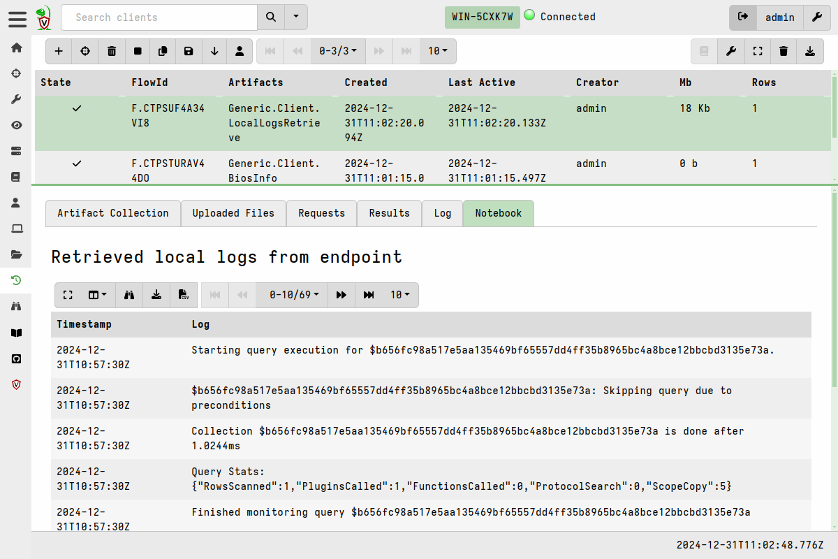 Decrypting the local log file