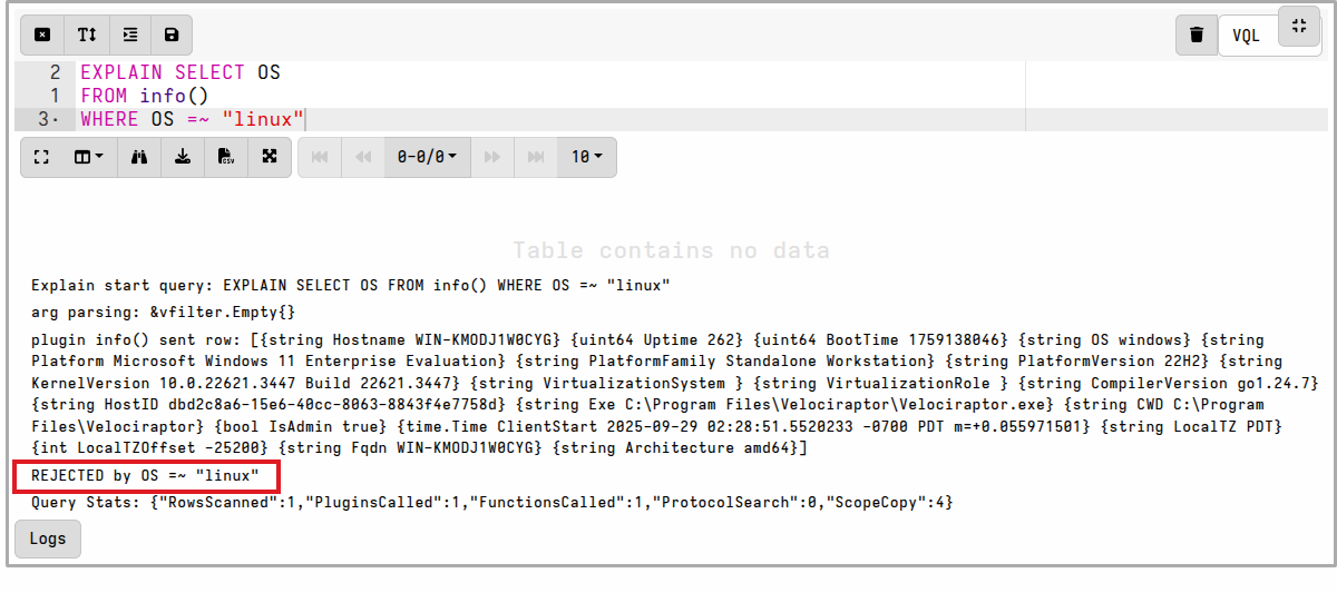 EXPLAIN in a notebook query