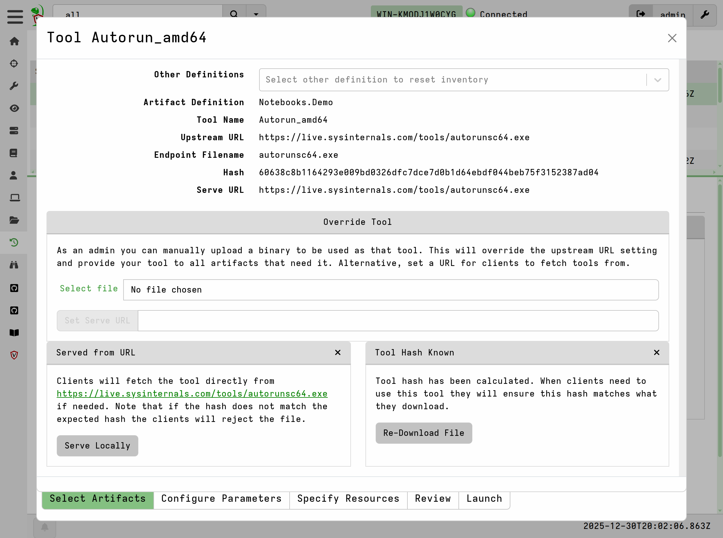 The Autoruns tools configuration screen