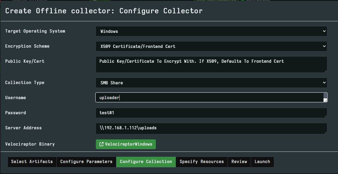 Creating the SMB offline collector